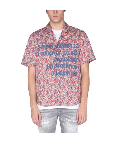 DSQUARED2 DSQUARED2 LOGO FLORAL PRINTED BOWLING SHIRT