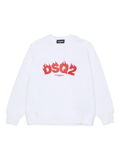 Dsquared2 Kids' Logo-graphic Long-sleeve Sweatshirt In White