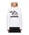 Dsquared2 Logo Printed Drawstring Hoodie In White