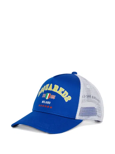 Dsquared2 Kids' Logo Graphic-print Mesh Cap In Blue