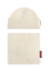 Dsquared2 Logo-patch Ribbed Beanie Hat Set In White