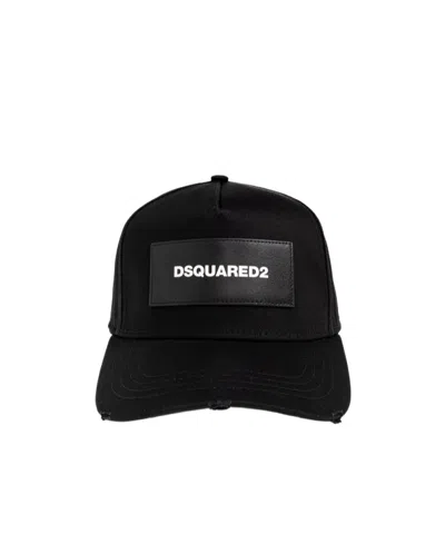 Dsquared2 Logo-patch Distressed Baseball Cap In Black