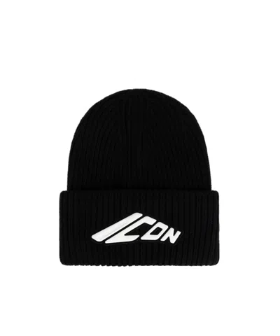 DSQUARED2 DSQUARED2 ICON APPLIQU TURN-UP HEM KNITTED BEANIE