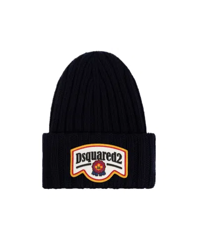 Dsquared2 Cappello Beanie Con Patch Logo In Black