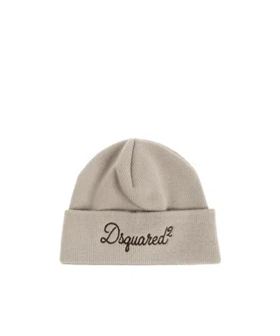 Dsquared2 Logo-embroidered Beanie Hat In Brown