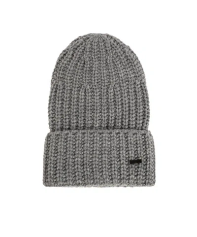 Dsquared2 Logo-plaque Chunky-knit Beanie Hat In Gray