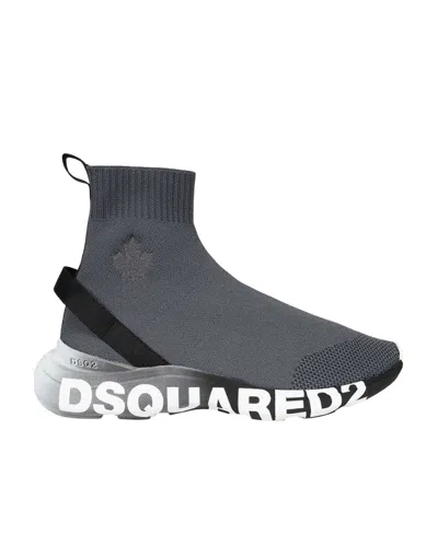 Dsquared2 Logo High-top Board Shoes In Grey