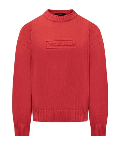 DSQUARED2 DSQUARED2 LOGO INTARSIA KNIT CREWNECK PULLOVER