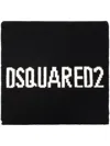 Dsquared2 Logo Intarsia-knit Wool Scarf In 黑色
