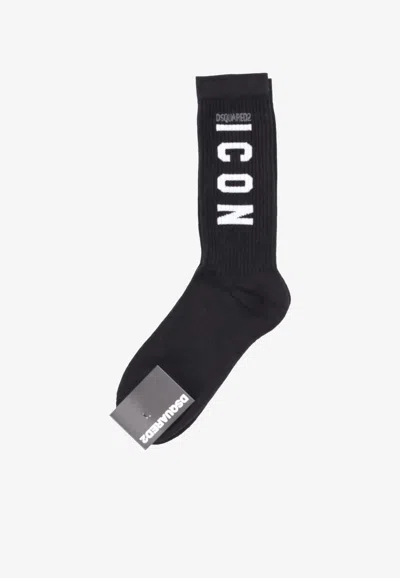Dsquared2 Logo Intarsia Socks In Black