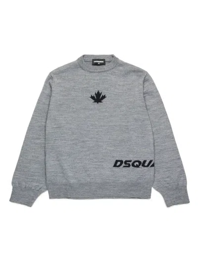 Dsquared2 Kids' Logo-jacquard Jumper In Grey