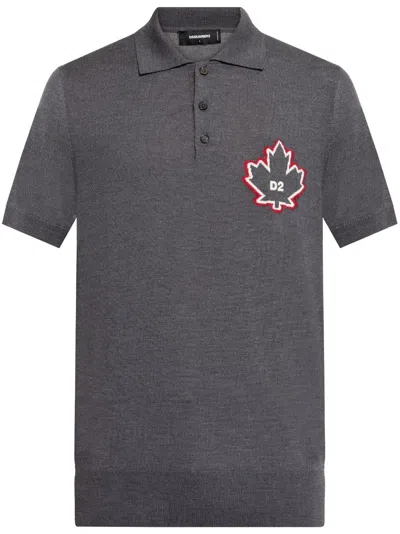 Dsquared2 Logo-jacquard Polo Shirt In Grey