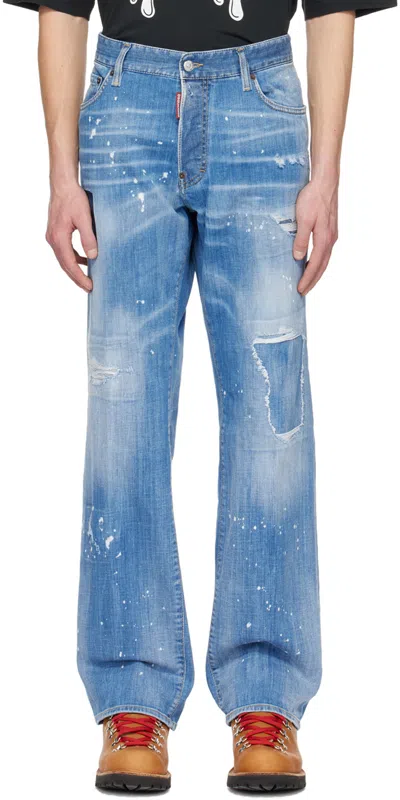 Dsquared2 Logo Jeans In Blue