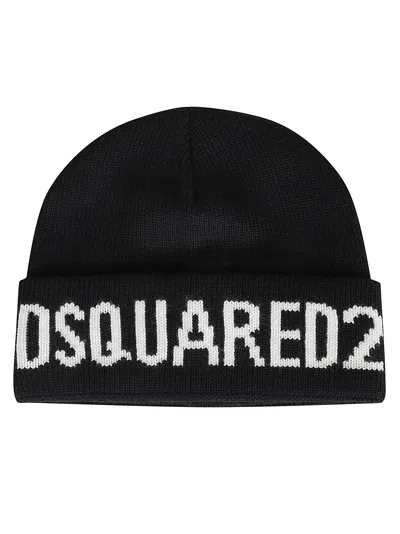 Dsquared2 Logo Knit Beanie In Black