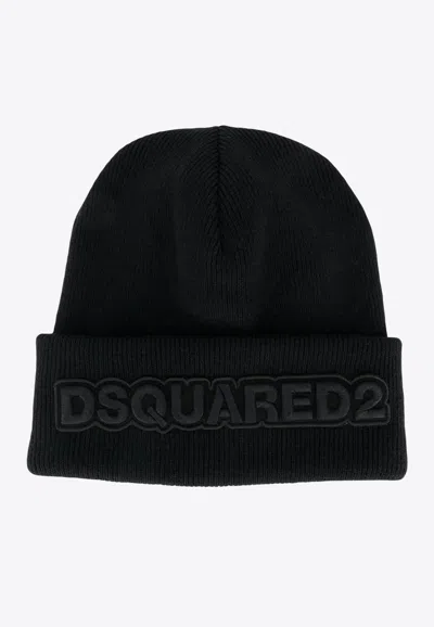 Dsquared2 Logo Knit Beanie In Black