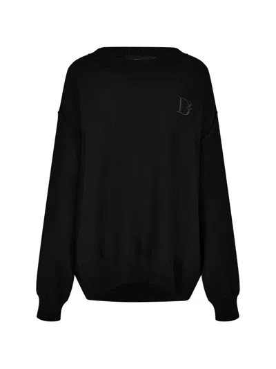 Dsquared2 D2 Statement Logo Knit Sweater In Black