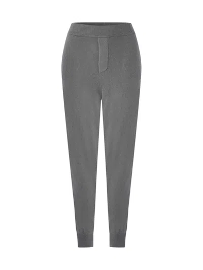 Dsquared2 Logo Knitted Cashmere Joggers Track Pants In Gray
