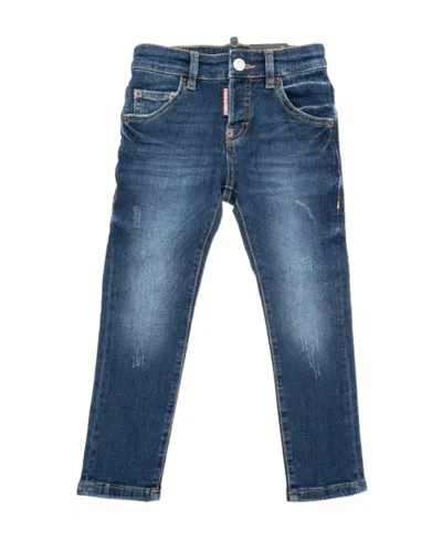 Dsquared2 Logo Label Denim Trousers In Blue
