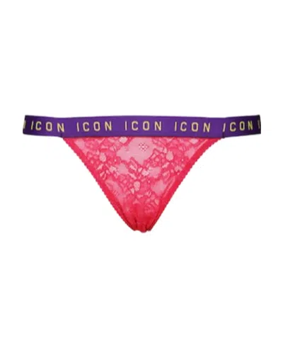 Dsquared2 Logo Lace Thongs In Pink