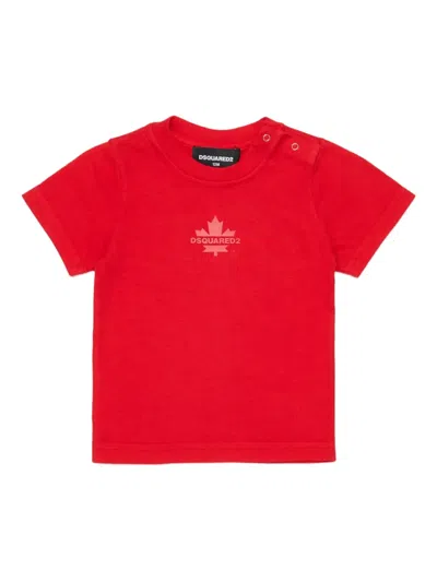 Dsquared2 Babies' Logo-leaf Short-sleeve T-shirt In Red