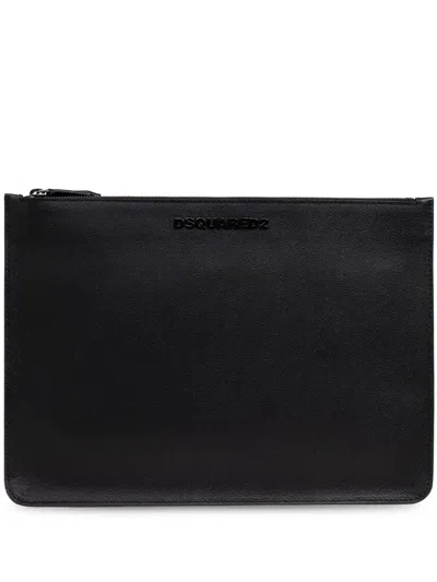Dsquared2 Logo-lettering Clutch Bag In Black