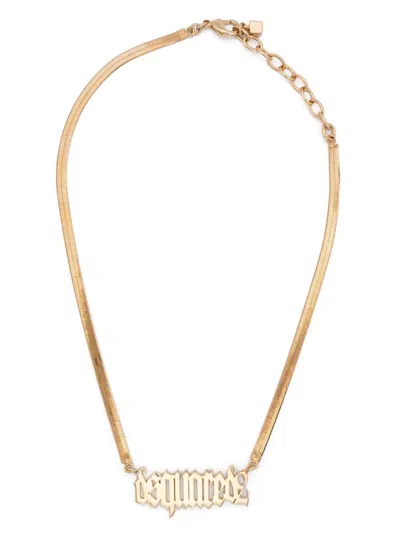 Dsquared2 Logo-lettering Necklace In Gold