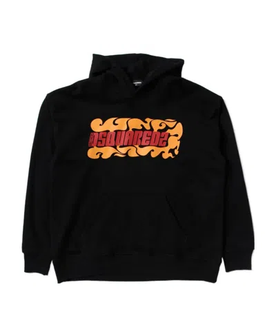 Dsquared2 Kids' Logo Logo Hooded Sweater In Black