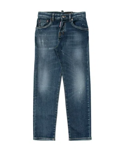 Dsquared2 Logo Logo Jeans In Blue