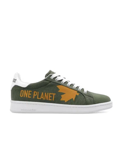 DSQUARED2 BOXER LEAF-GRAPHIC LOW-TOP SNEAKERS