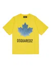 Dsquared2 Logo Maple Leaf T-shirt In Yellow