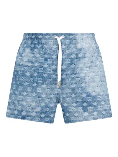 Dsquared2 Logo-print Denim-effect Swim Shorts In Blue