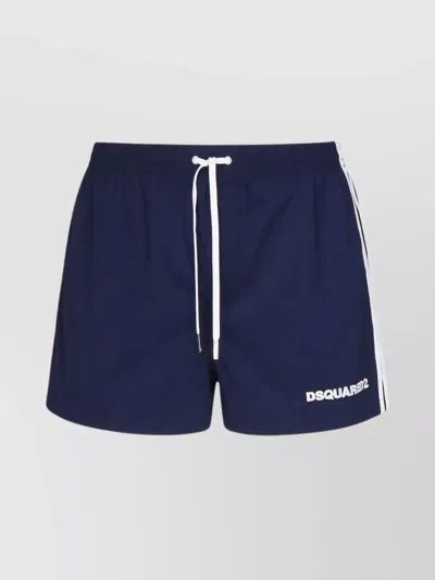 Dsquared2 Logo Navy Swim Shorts Midi In Blue