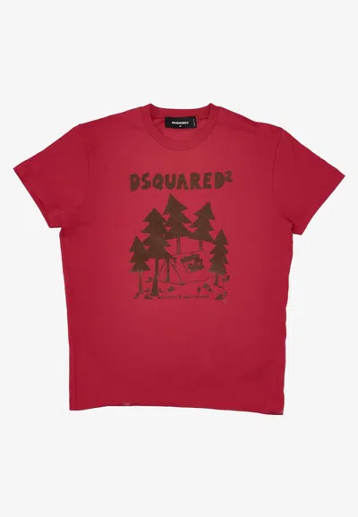 DSQUARED2 LOGO PALM TREE T-SHIRT