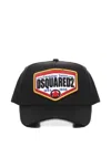Dsquared2 Black Baseball Cap With Maxi Print On The Front And Rear Adjustable Buckle Cosure In Cotton Man In Black