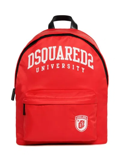 Dsquared2 Kids' Logo-patch Backpack In Red