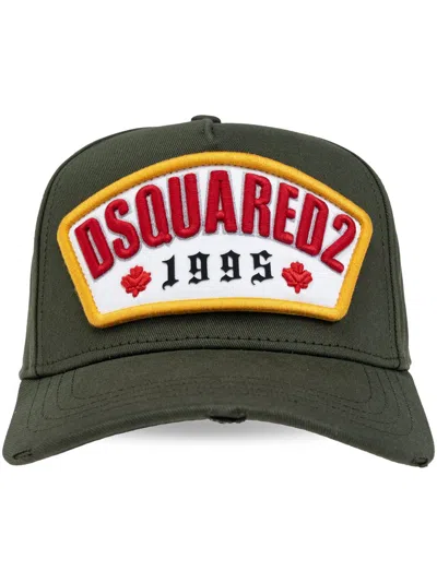 Dsquared2 Logo-appliqué Cotton Baseball Cap In Green