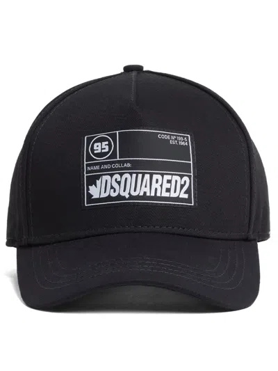 Dsquared2 Logo Patch Baseball Cap In 黑色