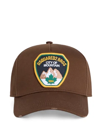 Dsquared2 Logo Patch Baseball Cap In Brown