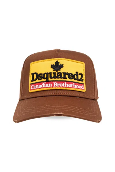 Dsquared2 Logo Patch Baseball Cap In Brown