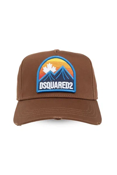 Dsquared2 Logo Patch Baseball Cap In Brown