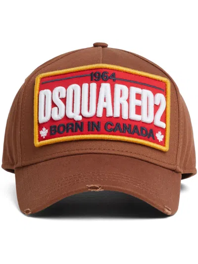 Dsquared2 Logo Patch Baseball Cap In Brown
