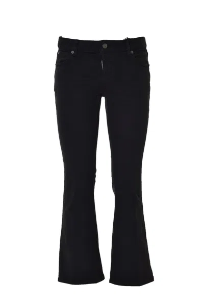 Dsquared2 Logo Patch Bootcut Cropped Trousers In Black