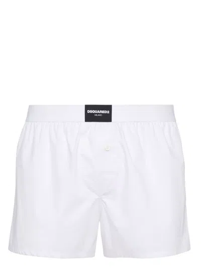 Dsquared2 Logo-patch Boxers Shorts In White