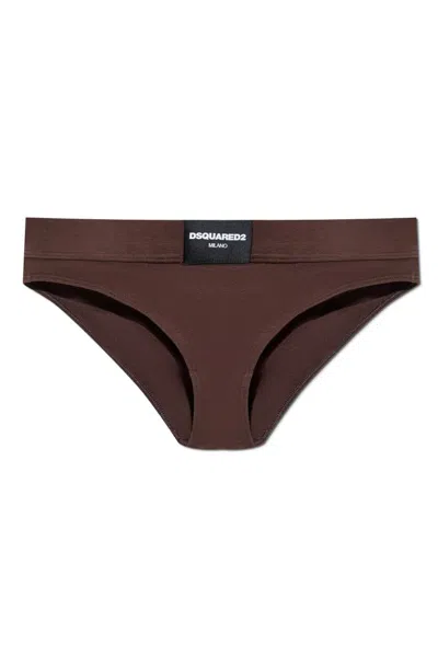 Dsquared2 Logo-patch Brief In Brown