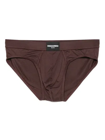 Dsquared2 Logo-patch Briefs In Brown