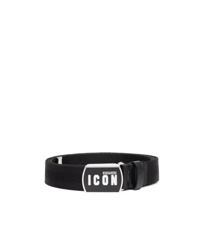 Dsquared2 Logo-patch Buckle Belt In Black