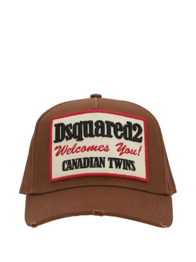 Dsquared2 Logo-patch Cap Hat In Brown