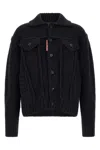 Dsquared2 Dsquared Men Black Wool Blend Wool Jean Jacket In Blau