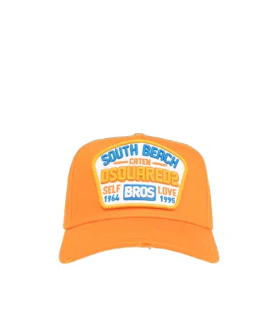 Dsquared2 Logo-patch Cotton Baseball Cap In Orange