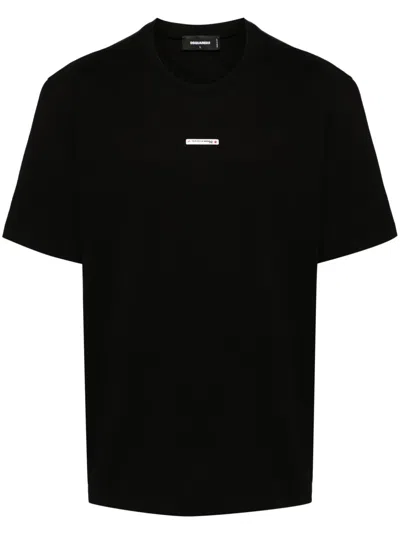 Dsquared2 Regular Fit Metal Logo Tee In Black